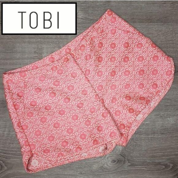 Tobi Womens Pink Floral Geometric Print Shorts Size M boho summer mini shorts - Picture 1 of 8